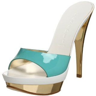  Casadei Womens 8450 High Heel Mule Sandal,Aqua Patent,8.5 M Shoes