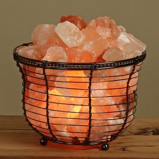 WBM Himalayan Crystal Salt Round Basket Lamp
