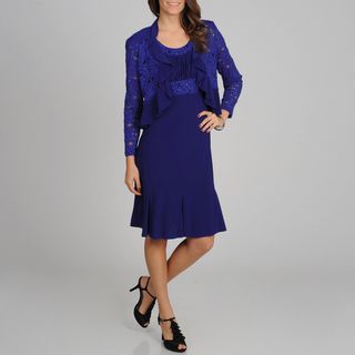 Richards Womens Royal Lace and Ruffled Detailed Dress and