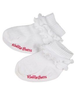 Baby Girl Slip Resistant White Ruffled Bobby Socks: RuffleButts: Shoes
