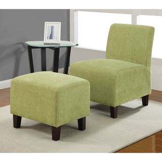 Armless Duo Split Pea Chair Ottoman Set