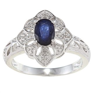 Viducci Sterling Silver Sapphire and Diamond Accent Ring
