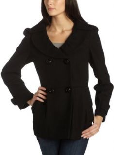 1 Madison Womens Ruffle Collar Wool Jacket,Black,X Large