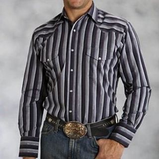Roper Long Sleeve Easy Care Stripe Snap Western Shirt for