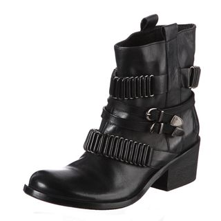 Bronx Womens Black Buckle Embellished Boots