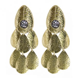 Adee Waiss 18k Gold Overlay Clear Cubic Zirconia Chandelier Earrings