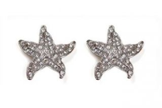 Sassy Clips Small Starfish, Silver with Clear Crystal