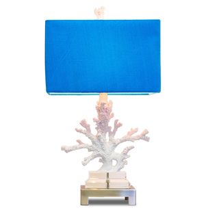 White Coral Turquoise Shade Lamp