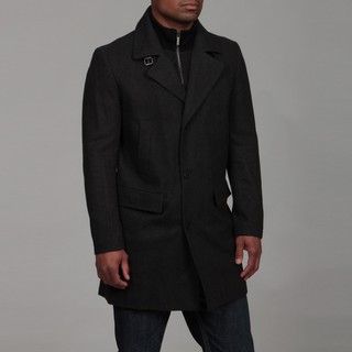 Kenneth Cole Mens Charcoal Walker Wool Blend Coat
