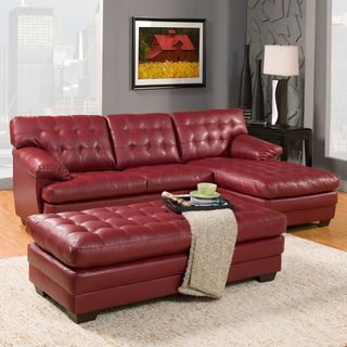 Delphine Red Bonded Leather Sectional Set