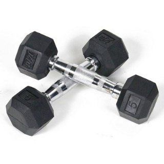 Pair of Rubber Coated Hex Dumbbells Size : 5 lbs: Sports