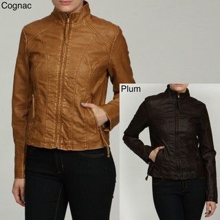 Big Chill Womens Faux Leather Stitch Detail Jacket