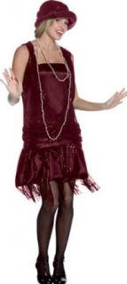 Gatsby Girl Costume   Burgundy   One Size Clothing