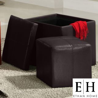 ETHAN HOME Swayne Green Storage Ottoman with Mini Foot Stool Today $