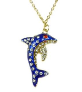 TdZ Sea Blue Dolphin Necklace with Crystals Clothing