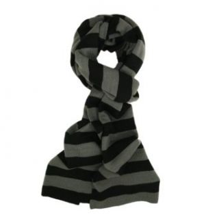 Soft Knit Striped Scarf   Gray & Black Clothing