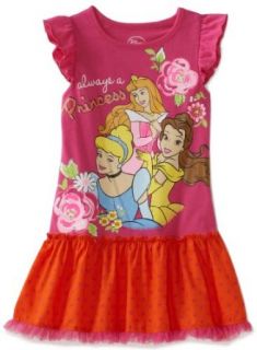 Disney Girls 2 6X Princess Tulle Dress, Pink, 6X: Clothing