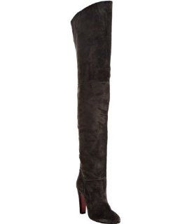 Louboutin dark grey suede Contente 100 over the knee boots Shoes