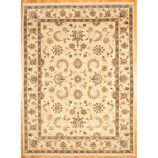 Afghan Hand knotted Beige Oushak Wool Rug (85 x 115)