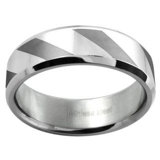 Stainless Steel Womens Striped Wedding style Band