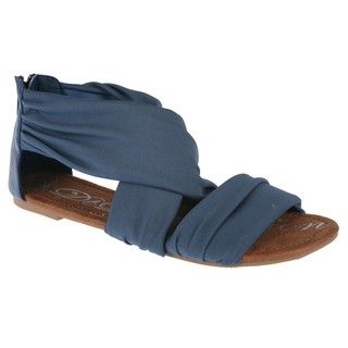 Elegant by Beston Womens Perry 1 Navy Fabric Gladiator Sandals