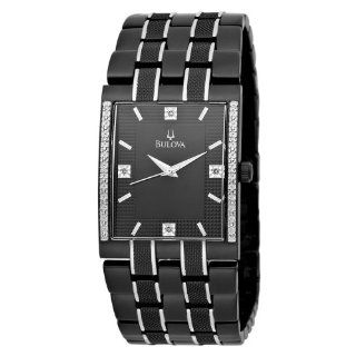 Bulova Mens 98E108 Diamond Accented Case Bracelet Black Dial Watch