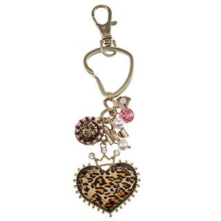 Betsey Johnson Leopard Heart Crown Key Chain