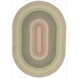 Hand woven Craftworks Braided Coral Multi Color Rug (5 x 7) Oval