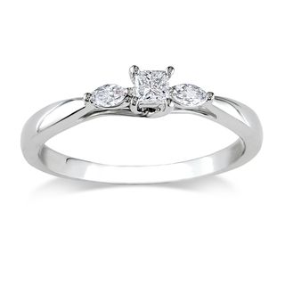 Miadora 10k White Gold 1/4ct TDW Diamond Engagement Ring