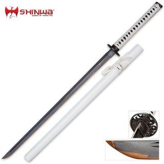 Shinwa White Knight White Cord Katana Sword Damascus
