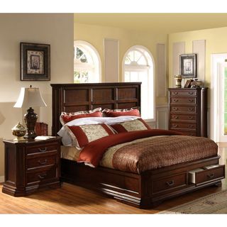 Sherwood 3 piece Queen size Bed with Nightstand and Chest Set