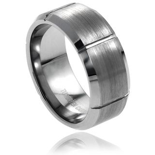 Daxx Mens Tungsten Brushed Vertical Grooved Band (9 mm)
