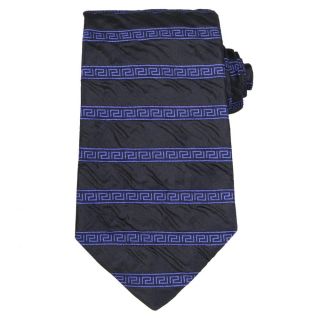 Versace Mens Wrinkled Greek Key Stripe Tie