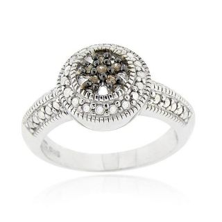 DB Designs Sterling Silver Brown Diamond Accent Flower Ring