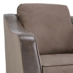 Jaden Chocolate/ Taupe Faux Leather/ Fabric Sofa and Two Chairs