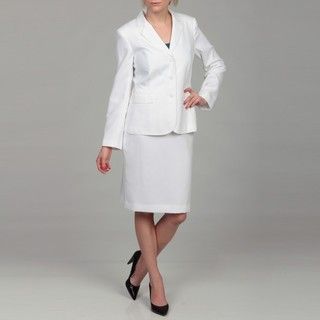 Emily Womens White Four button Skirt Suit