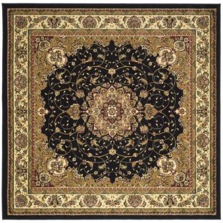 Lyndhurst Collection Traditional Black/ Ivory Rug (7 Square