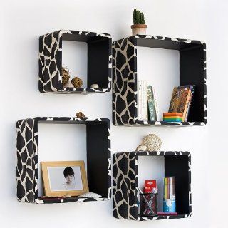 Trista   [Black Giraffe] Square Leather Wall Shelf