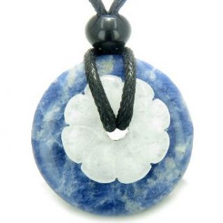 Double Lucky Amulet Magic Donut and Flower Sodalite White