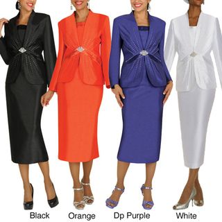 Divine Apparel Ribbon and Pleat Detail Womens Skirt Suit