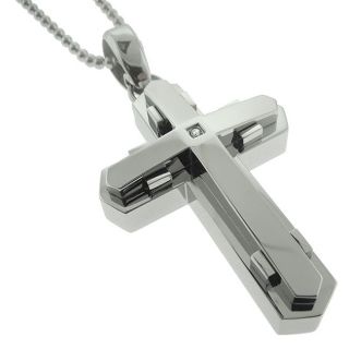Black and Blue Jewelry Stainless Steel Diamond Cross Necklace Today $
