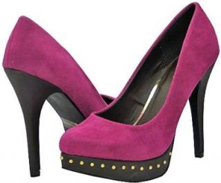  Qupid System 125 Berry Faux Suede Women Pump Size 10 Shoes