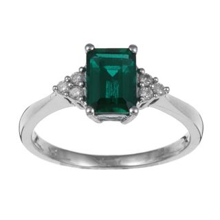 Miadora 10k Gold Created Emerald and 1/10ct TDW Diamond Ring (I J, I2
