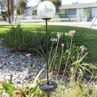 Solar Powered Glass Clear Crackle Ball Color Changing Light (Set of 2
