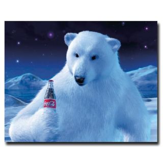 Coke Polar Bear with Christmas Bottle Canvas Art