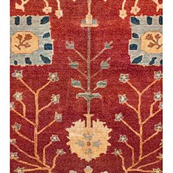 Afghan Hand knotted Oushak Red/ Navy Wool Rug (12 x 147)
