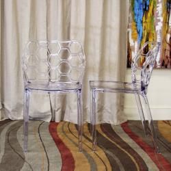 Honeycomb Clear Acrylic Modern Dining Chair (Set of 2)