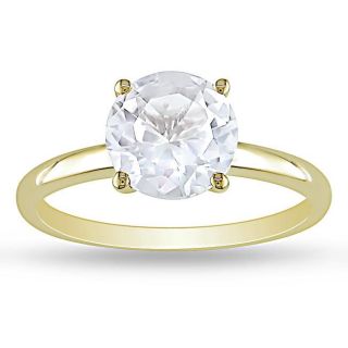 Miadora 10k Yellow Gold Created White Sapphire Solitaire Ring