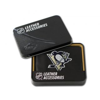 Pittsburgh Penguins Mens Black Leather Bi fold Wallet Today $24.99