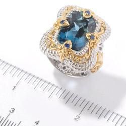 Michael Valitutti Two tone London Blue Topaz and Sapphire Ring